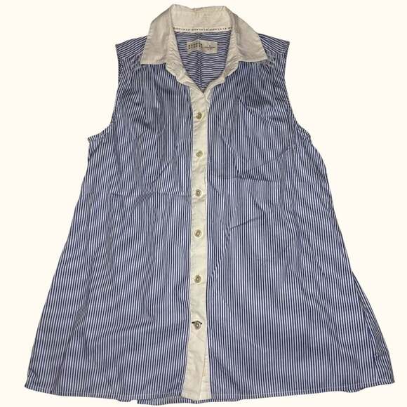 Kate Spade Tops - Kate Spade Broome Street Blue and White Striped Sleeveless Button-Up Blouse